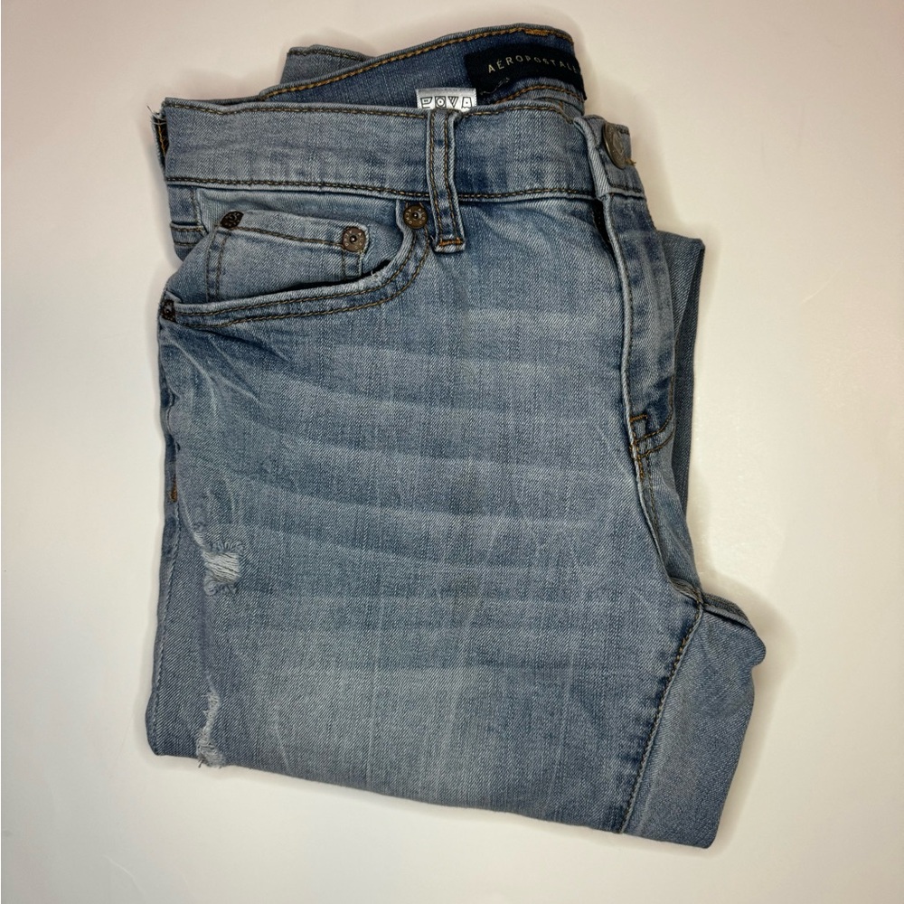 Aeropostale Dark Wash Ripped Jeans | Dark Gray Denim skinny Jeans Women’s 8